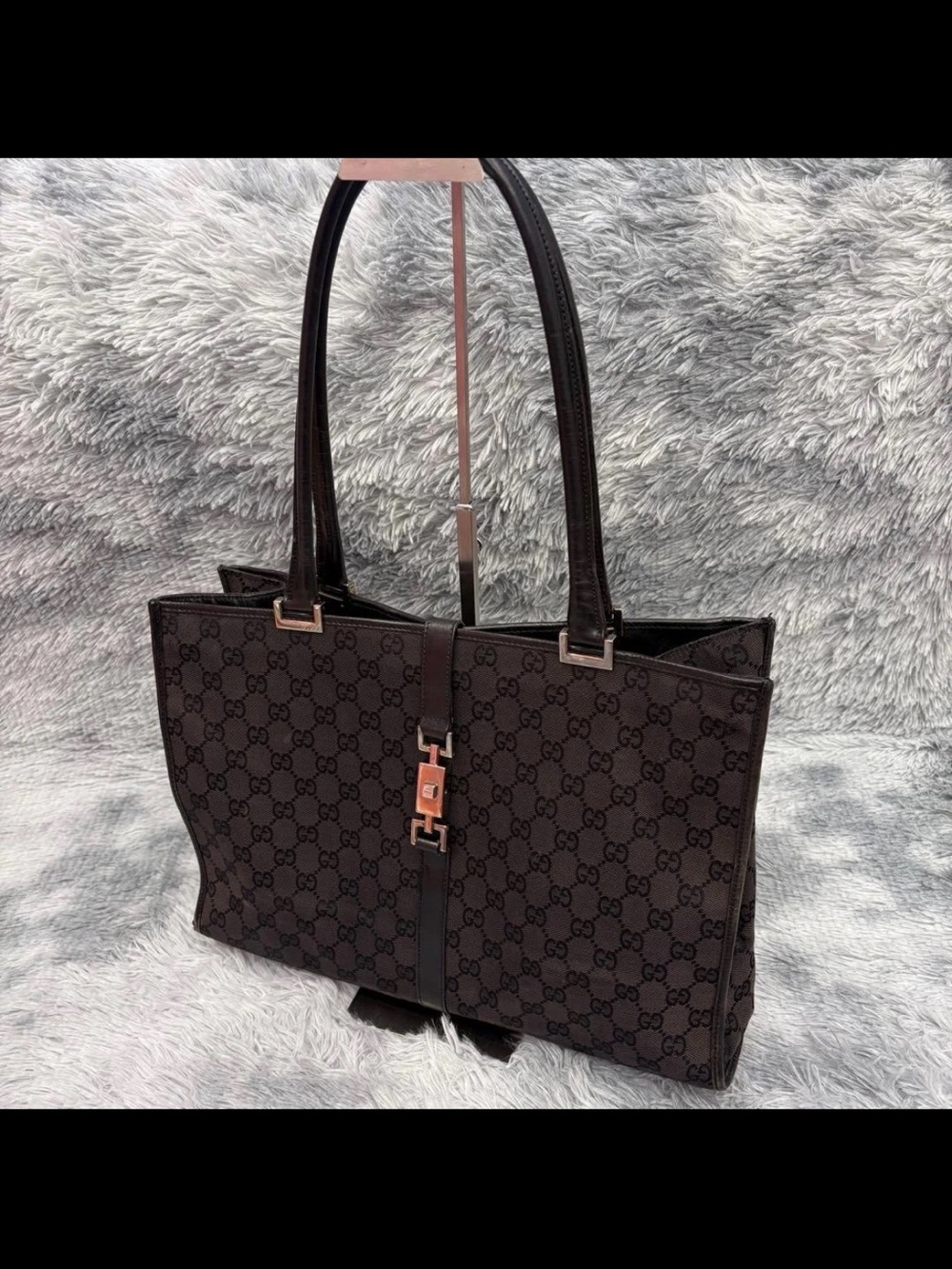 Gucci Black Monogram Canvas Tote with Gold-Tone Hardware